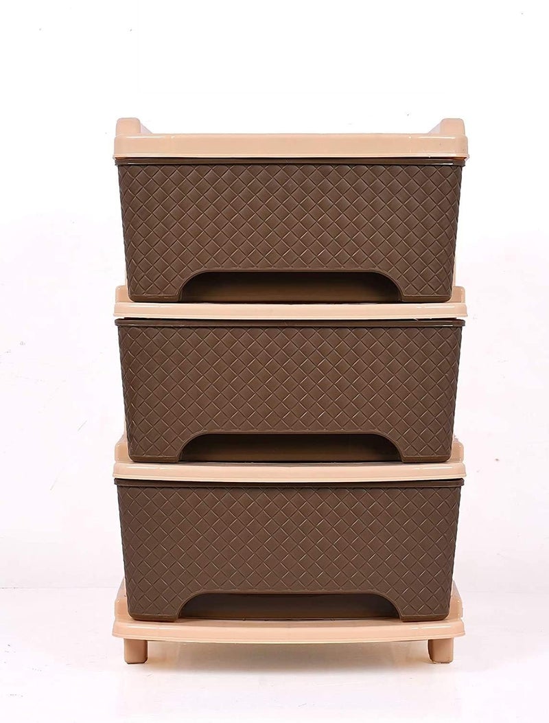 YUIOP Organiser Multi Drawers Multipurpose Cabinet Durable For Kitchen Office Bathroom Free Standing Chest Of Drawer Cabinet Beige 3 Drawers - Image 1