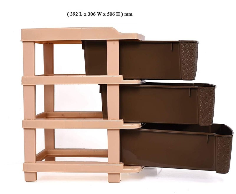 YUIOP Organiser Multi Drawers Multipurpose Cabinet Durable For Kitchen Office Bathroom Free Standing Chest Of Drawer Cabinet Beige 3 Drawers - Image 4