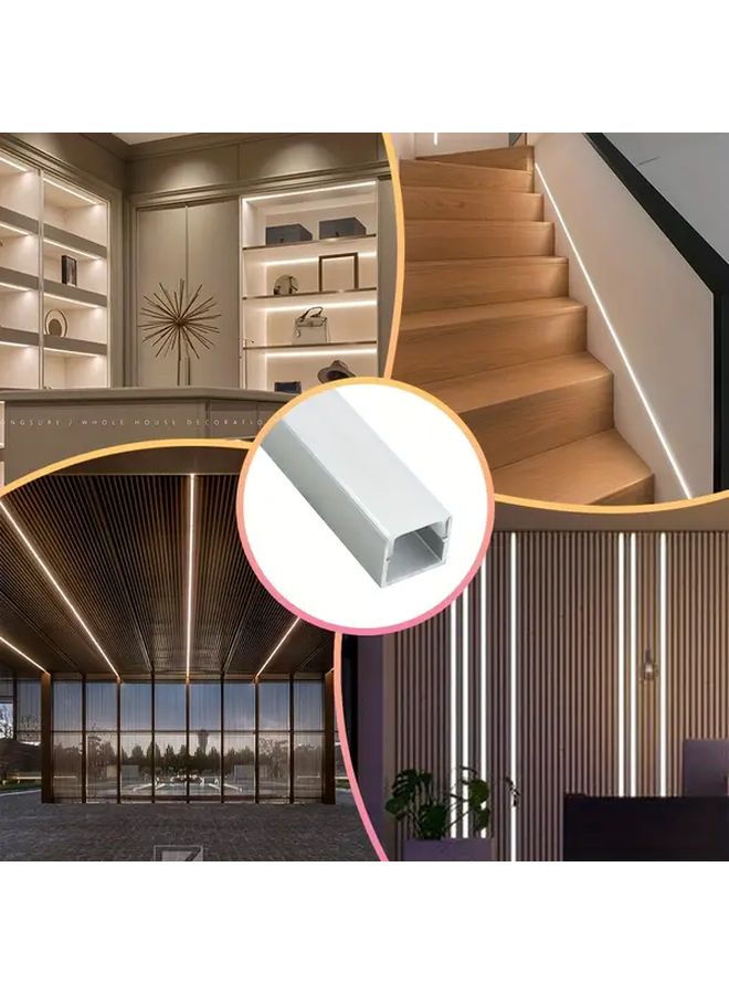 10 قطعة من بروفيل قناة LED الألومنيوم على شكل حرف U 0.5 متر غطاء عاكس لؤلؤي أبيض فضي - Image 5