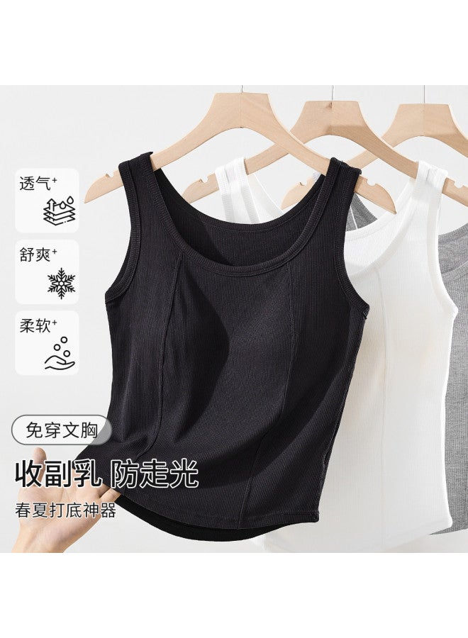 MIIOW Women'S Camisole With Built-In Bra, Wide Strap Tank Top For Layering Or Outer Wear - Image 2