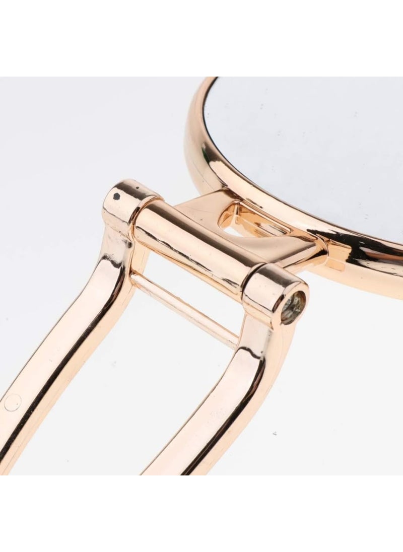 FEELHIGH FEELHIGH 1pc Home Outdoor Folding Double Makeup with for Portable MirrorHandle Cosmetic Held Vanity Desktop Mirror for Women Girl Dresser Vintage Mirror Hand Mirror with Handle Oval  - Image 2