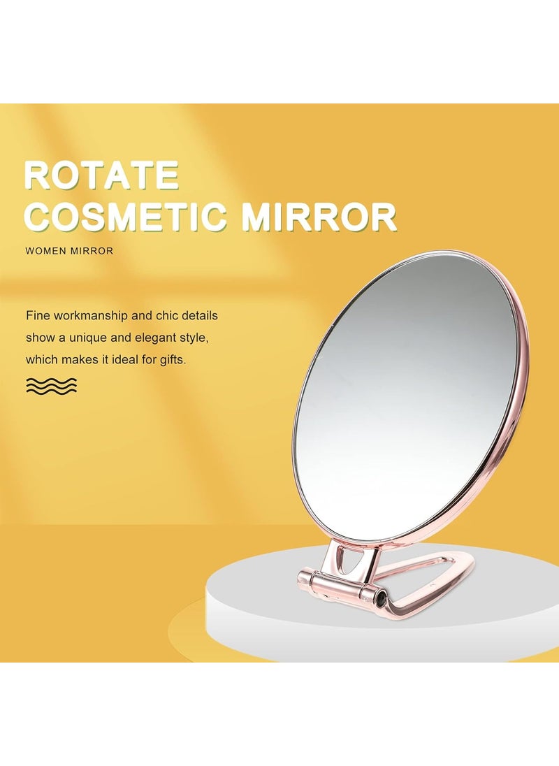 FEELHIGH FEELHIGH 1pc Home Outdoor Folding Double Makeup with for Portable MirrorHandle Cosmetic Held Vanity Desktop Mirror for Women Girl Dresser Vintage Mirror Hand Mirror with Handle Oval  - Image 3