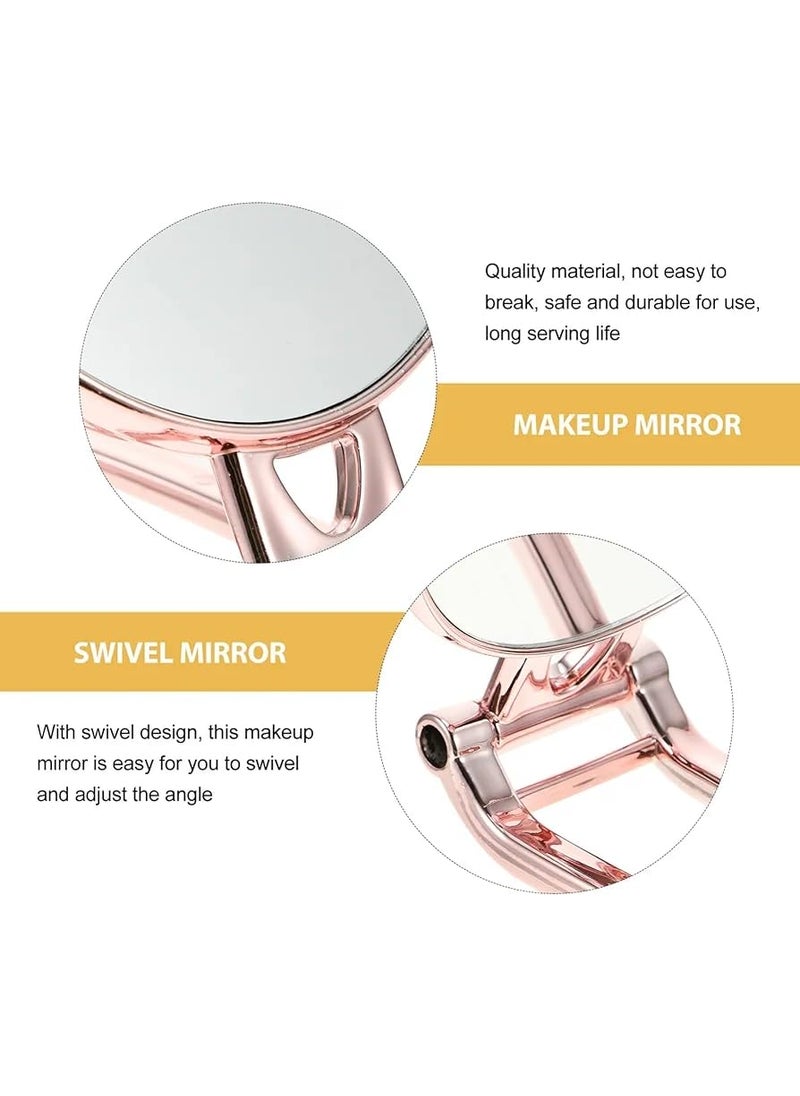 FEELHIGH FEELHIGH 1pc Home Outdoor Folding Double Makeup with for Portable MirrorHandle Cosmetic Held Vanity Desktop Mirror for Women Girl Dresser Vintage Mirror Hand Mirror with Handle Oval  - Image 4