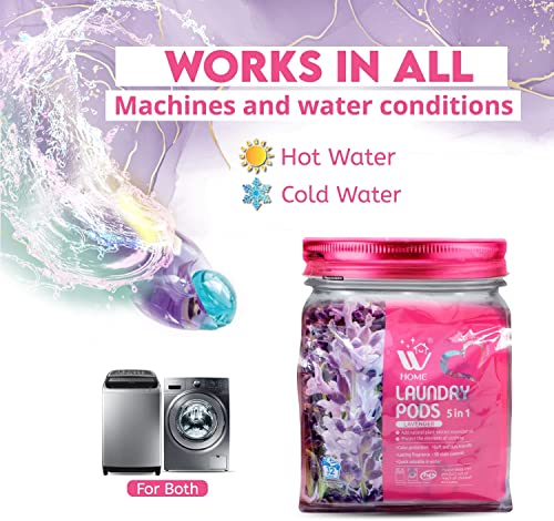 WBM 10-in-1 Laundry Detergent Pods, Fabric Softener with Lavender Extracts, High-Efficiency Laundry Pods with Powerful Stain Lifter Technology - 128 Count Bag - Image 3