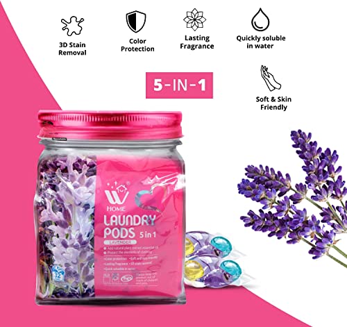 WBM 10-in-1 Laundry Detergent Pods, Fabric Softener with Lavender Extracts, High-Efficiency Laundry Pods with Powerful Stain Lifter Technology - 128 Count Bag - Image 5