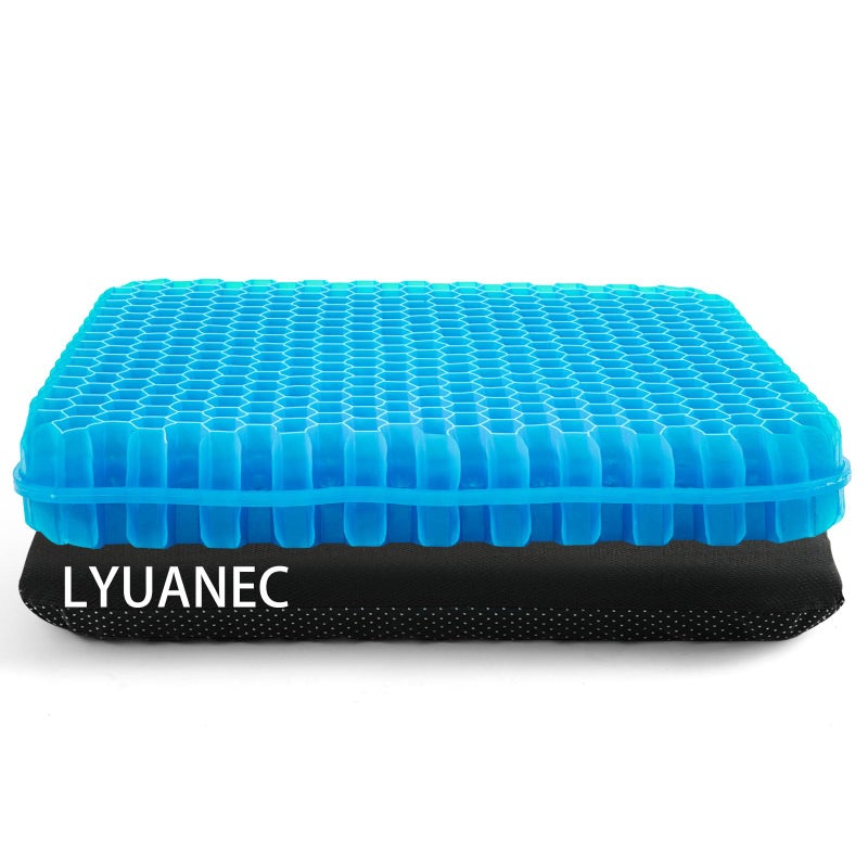 LYUANEC Gel Seat Cushion for Long Sitting - 16.5" x 14.5" x 2.4" (Extra Thickï¼†Soft) Gel Cushion for People Over 185 lbs, Pressure Relief Cushion for Office Chair, Egg Cushions for Wheelchair, Gel Pad for Car - Image 1