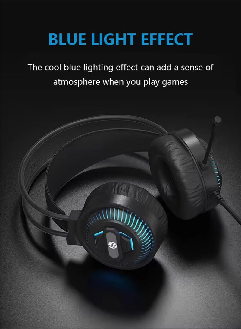 HP Noise-Isolating USB Gaming Headset, Gaming Headphones with LED Microphone Over-Ear Stereo Sound, Adjustable Fit Headband DHE-8001U  - Image 3