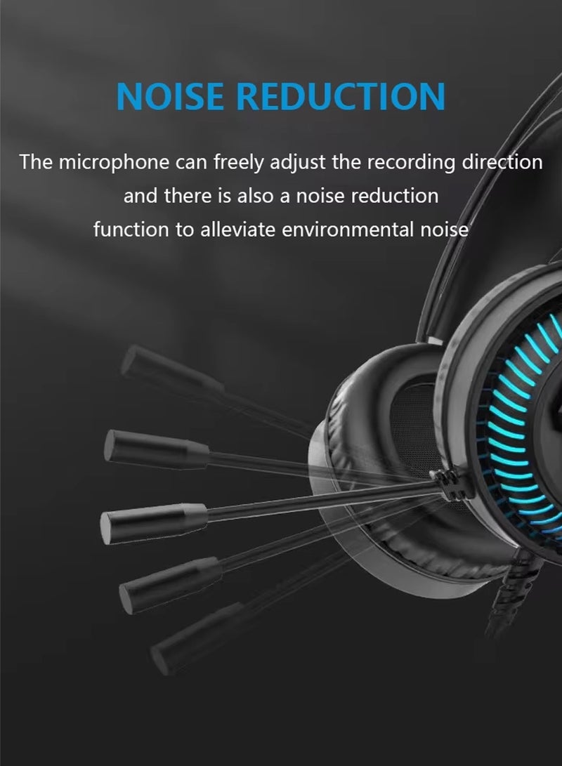 HP Noise-Isolating USB Gaming Headset, Gaming Headphones with LED Microphone Over-Ear Stereo Sound, Adjustable Fit Headband DHE-8001U  - Image 2