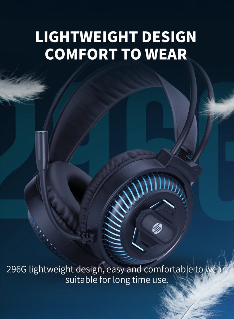HP Noise-Isolating USB Gaming Headset, Gaming Headphones with LED Microphone Over-Ear Stereo Sound, Adjustable Fit Headband DHE-8001U  - Image 4