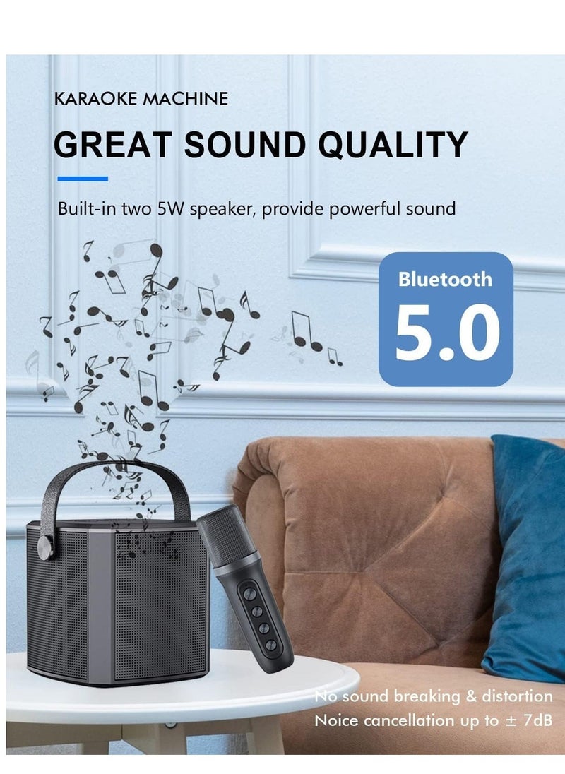 ELTRAZONE Bluetooth Karaoke Speaker & Microphone | Small Family KTV & Outdoor Karaoke System | Professional Children’s Singing Speaker | Portable Wireless Bluetooth Speaker for Parties & Events (Black)  - Image 4