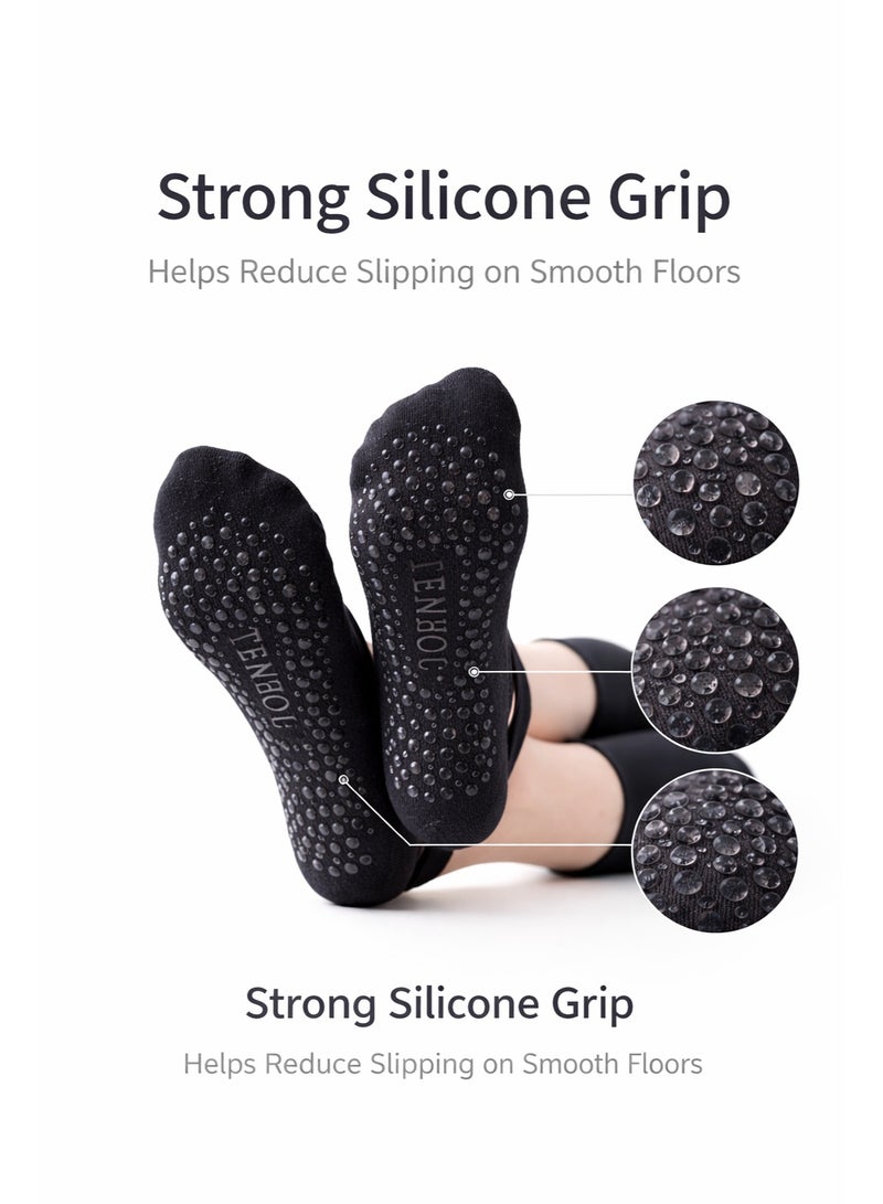 Women Non-Slip Grip Socks 5 Pairs for Yoga Pilates Barre Dance Breathable Anti-Skid Home Workout Socks - Image 2