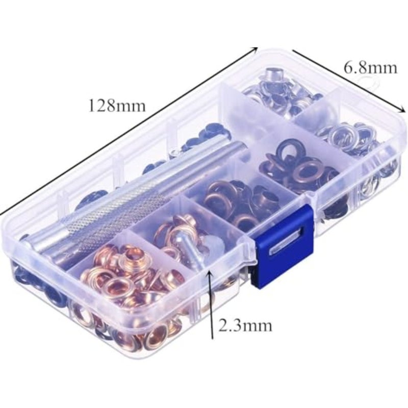 Grommet Kit, 200 Sets Metal Eyelets with Installation Tools, 1/4 Inch Grommets for Clothing, Leather, Canvas and Fabric Crafts, Includes Storage Container - Image 5