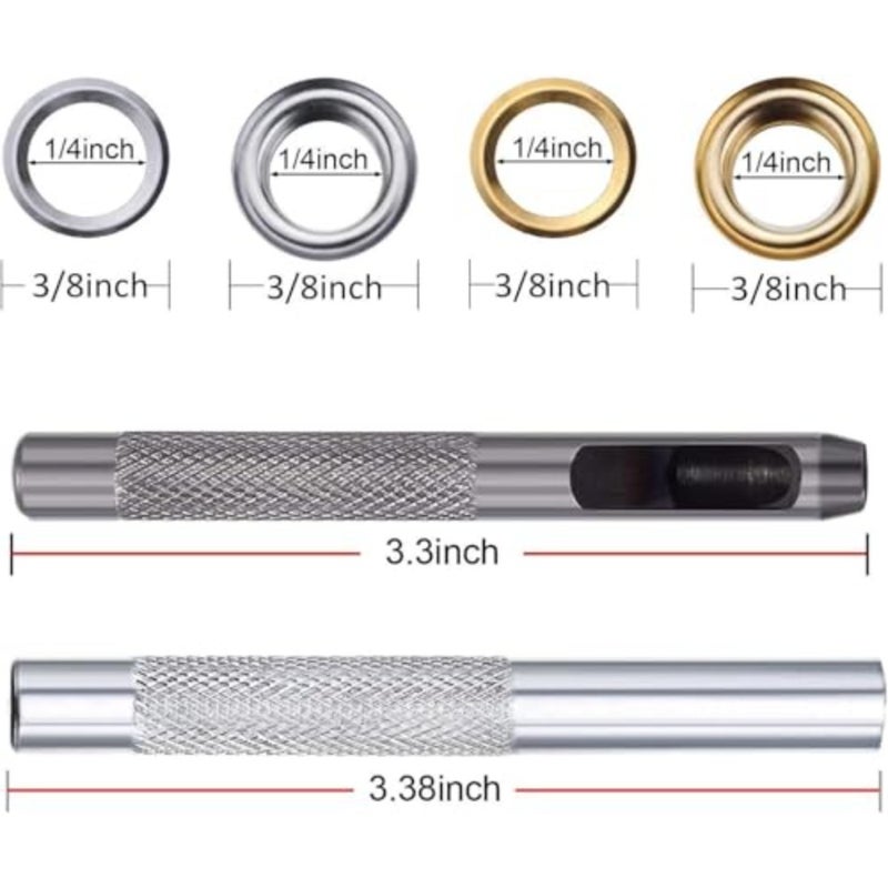 Grommet Kit, 200 Sets Metal Eyelets with Installation Tools, 1/4 Inch Grommets for Clothing, Leather, Canvas and Fabric Crafts, Includes Storage Container - Image 3