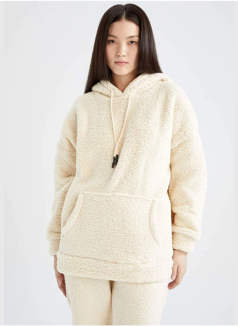 DeFacto Oversize Long Sleeve Sweatshirt With Kangaroo Pockets