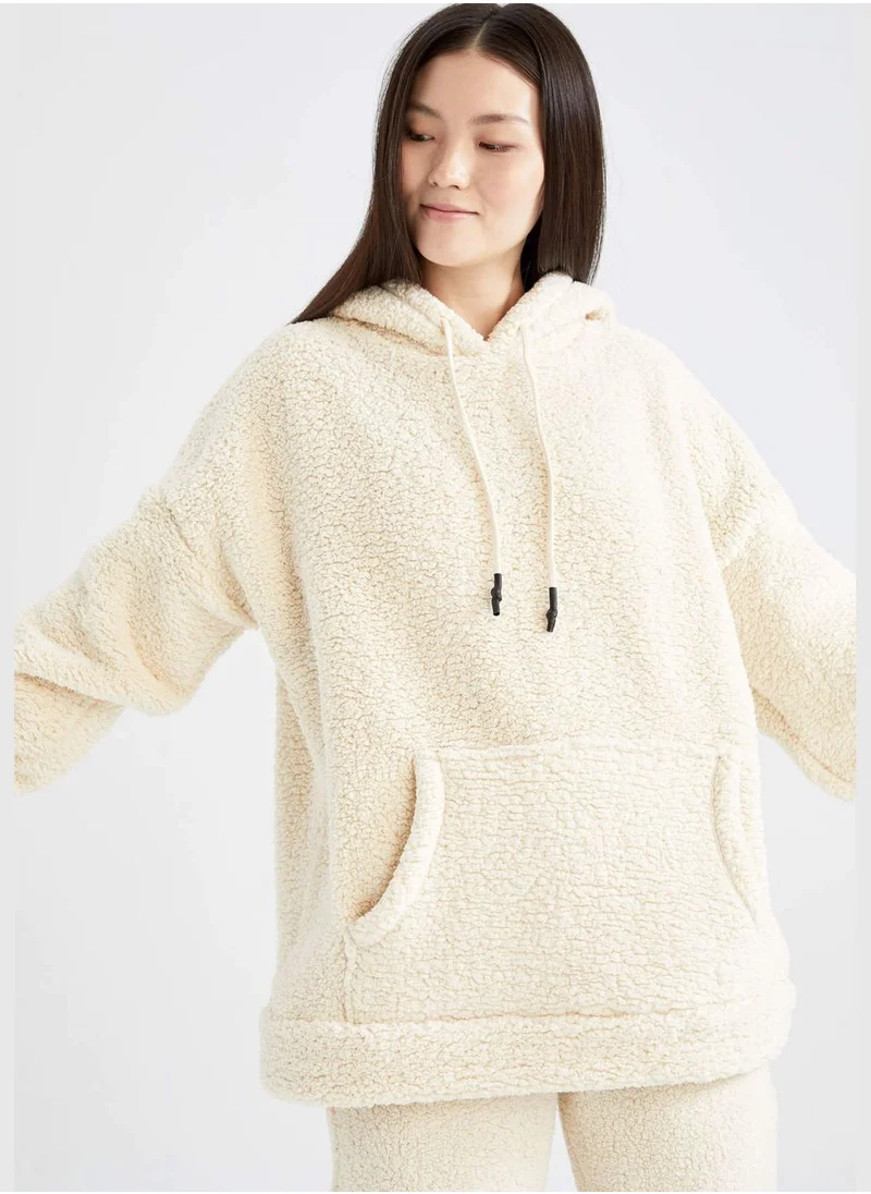 DeFacto Oversize Long Sleeve Sweatshirt With Kangaroo Pockets