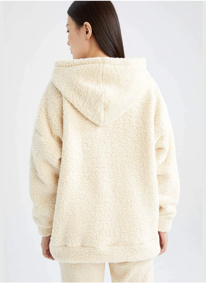 DeFacto Oversize Long Sleeve Sweatshirt With Kangaroo Pockets