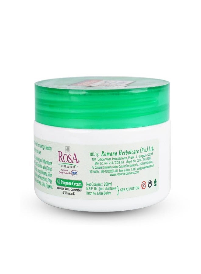 ROSA All purpose Cream For Unisex | With Aloe vera, Cucumber & Vitamin-E I Moisturizing, Hydrating, Reduce dryness, soothe any irritation - (Pack of 2-200ml) - Image 3