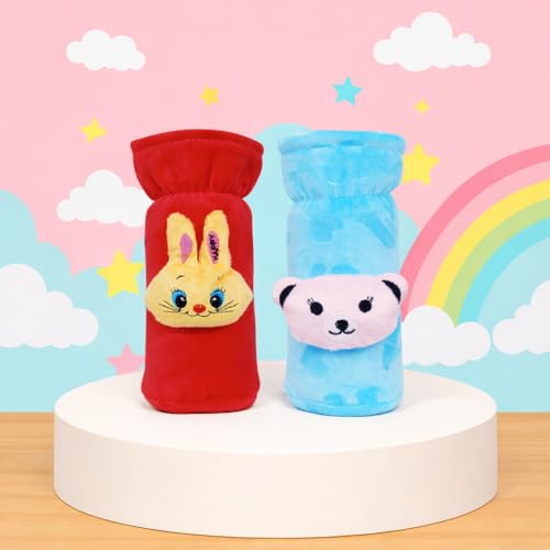 Alya The Cheeky Kidzz Pack of 2 New Born Baby Nursing Feeding Bottle Cover with Soft Stretchable Velvet Attractive Cartoon Design I Baby Milk Feeder Bottle Cover 150 ML-200 ML (0-2 Years) (Design 10) - Image 1