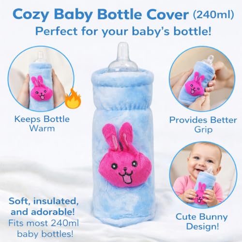 Alya The Cheeky Kidzz Pack of 2 New Born Baby Nursing Feeding Bottle Cover with Soft Stretchable Velvet Attractive Cartoon Design I Baby Milk Feeder Bottle Cover 150 ML-200 ML (0-2 Years) (Design 10) - Image 3