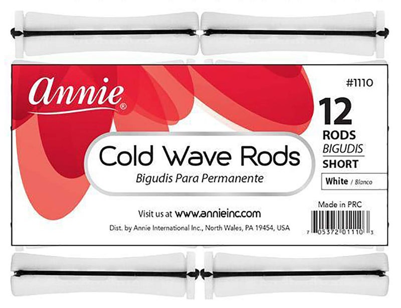 Annie Short Cold Wave Rods with Rubber Band for Hair Curling and Perm Styling - White - Set of 3 Packs of 12 (36 Pieces) - Image 1