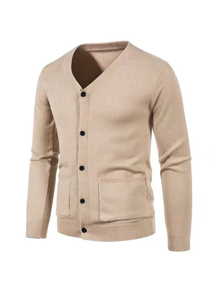 Men's V-neck Solid Color Cardigan Knit Fashionable Slim Sweater - pzsku/Z6169CE5C087C89DE2EE3Z/45/_/1664521863/203006db-56bb-4a17-ba5e-20bc948d2ba8