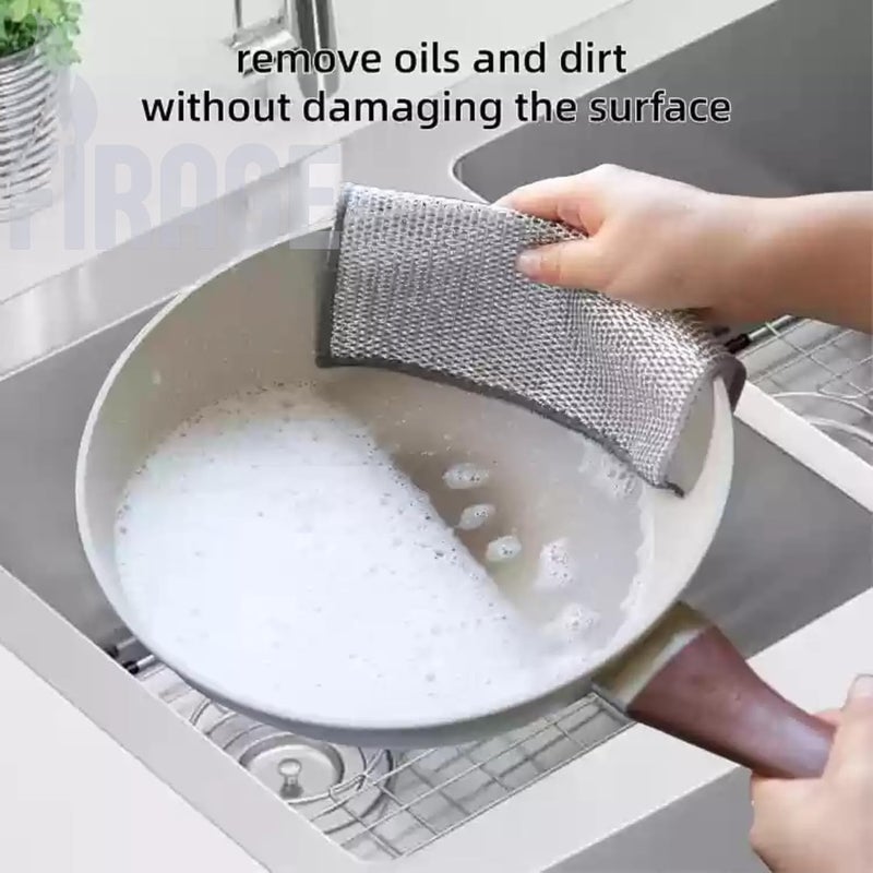 FIRAGE FIRAGE Double Layer 2in1 Liquid Soap Dispenser for Kitchen Multipurpose NonScratch Wire Dishwashing Rags for Wet and Dry Dishwash Cloths Pack of 6 Combo - Image 2