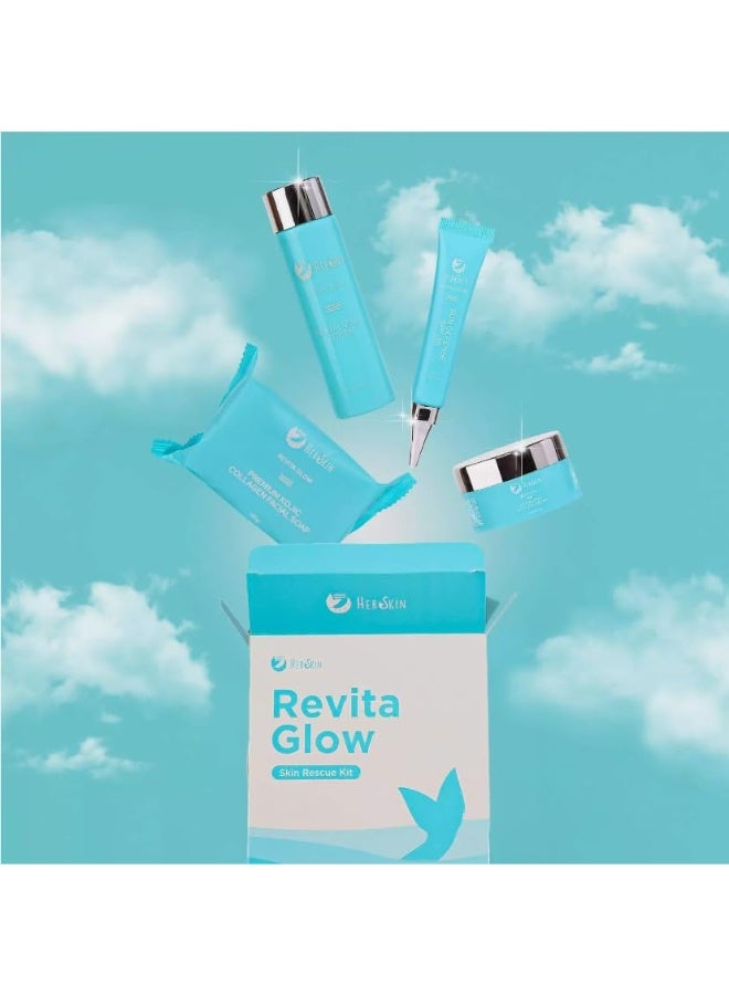 HerSkin Revita Glow Skin Rescue Kit with Revital Glow Toner, Premium Kojic Collagen Facial Soap, Face Cream and Sun Defense SPF 30 Complete Daily Skincare Set for Radiant Looking Skin - Image 2