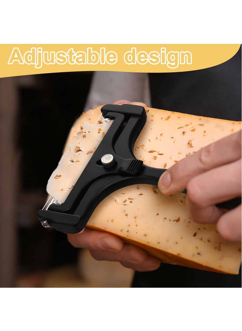 كاست ويف Cheese Slicer with Wire Adjustable Cheese Slicer Heavy Duty Stainless Steel Cheese Slicers for Soft Semi Hard Block Cheese (Black) - Image 3