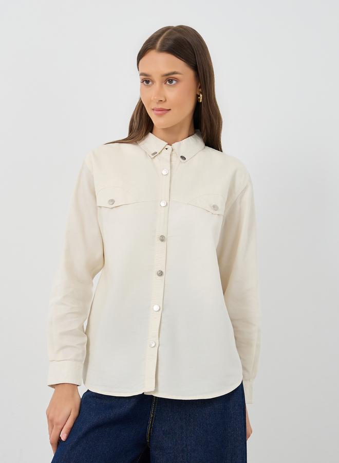 Styli Oversized Buttoned Long Sleeve Denim Shirt - Image 2