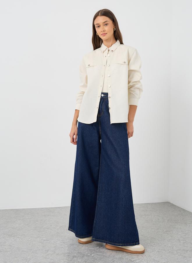 Styli Oversized Buttoned Long Sleeve Denim Shirt - Image 3