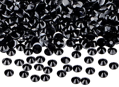 Bymitel 1440PCS Art Nail Rhinestones Non Hotfix Glue Fix Round Crystals Glass Flatback for DIY Jewelry Making with one Picking Pen (ss12 1440pcs, Jet Black) - Image 4