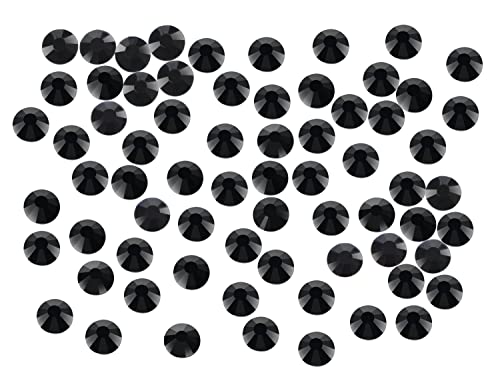 Bymitel 1440PCS Art Nail Rhinestones Non Hotfix Glue Fix Round Crystals Glass Flatback for DIY Jewelry Making with one Picking Pen (ss12 1440pcs, Jet Black) - Image 2