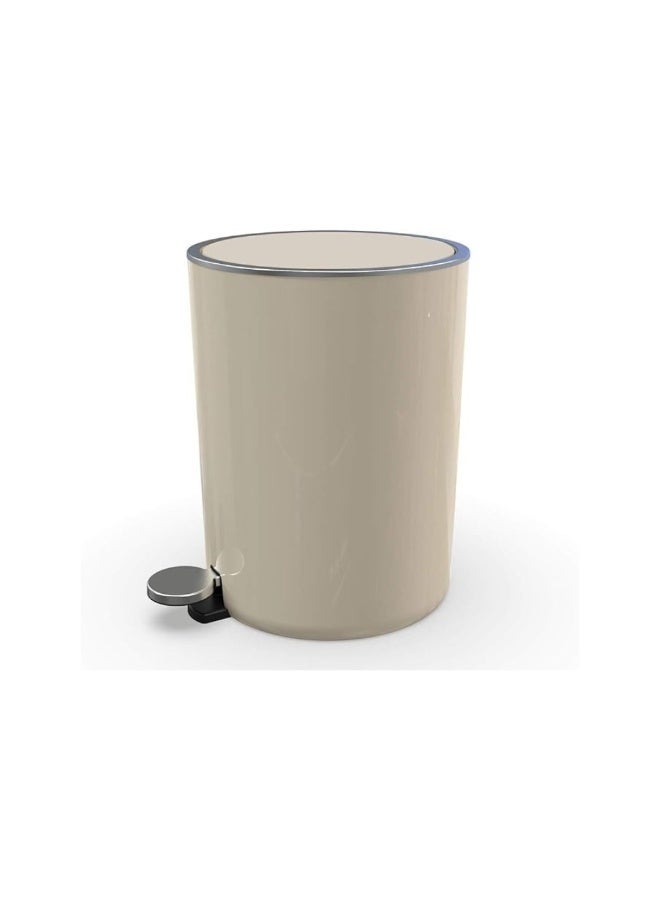 Primanova 5 Liter Metal Pedal Waste Bin With Soft-Close Lid – Compact Trash Can for Bathroom, Kitchen, Office, Bedroom, Living Room (Beige) - Image 1