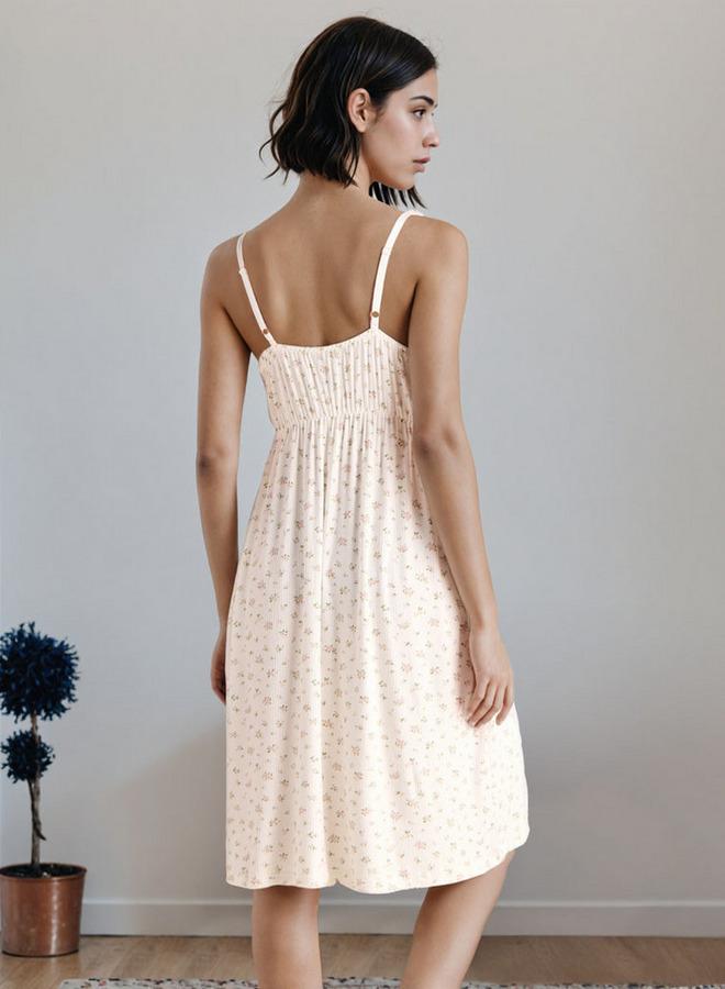 سبلاش فيڤ فستان سليب بطبعة زهور وحواف دانتيل - Image 2