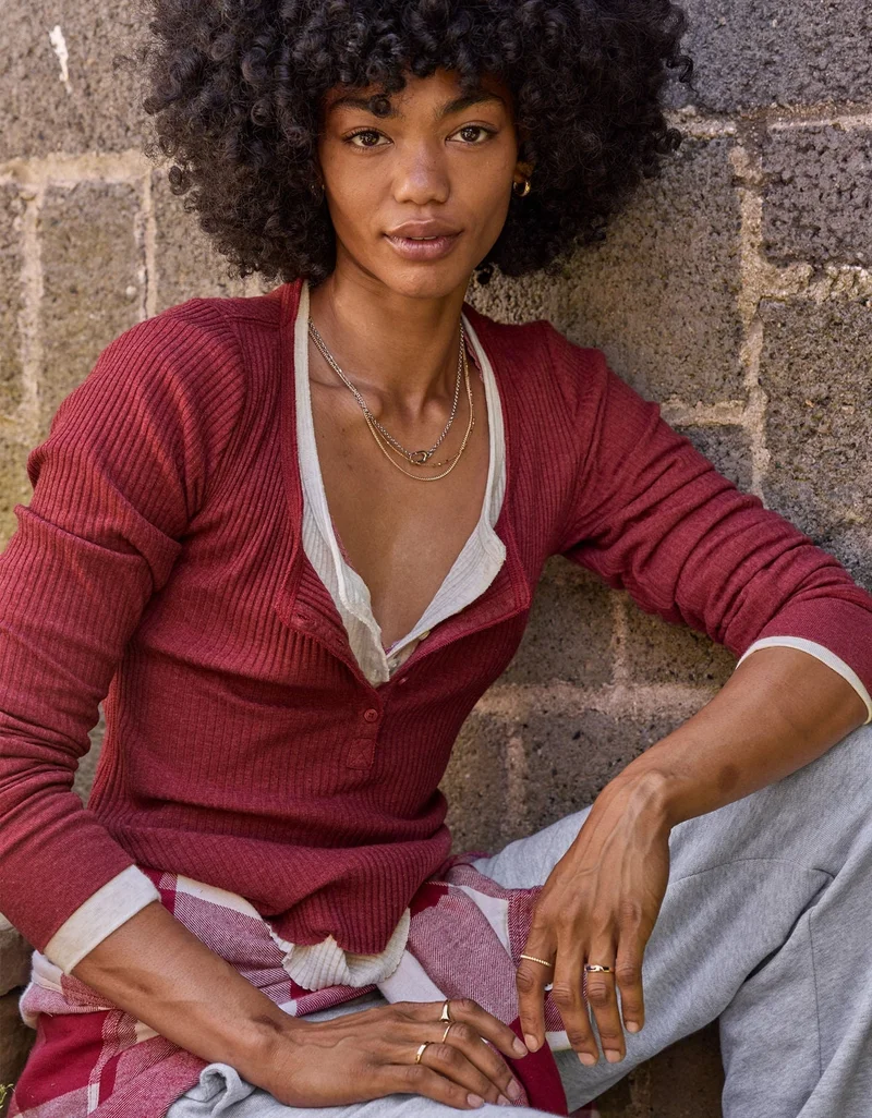 Aerie Aerie Essential Henley Layering T-Shirt