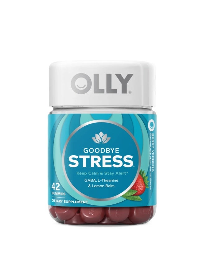 OLLY Goodbye Stress Gummy, GABA, L-Theanine, Lemon Balm, Stress Relief Supplement, Berry - 42 Count