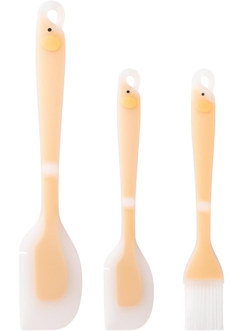 سيوسي Silicone Spatula Set, Kitchen Utensils, Non-Stick Scrapers with Grooved Design and Basting Brush, for Baking, Cooking, Stirring, Sauce Spreading, BPA-Free, 450°F Heat Resistance (3-Piece, Gray) - Image 1