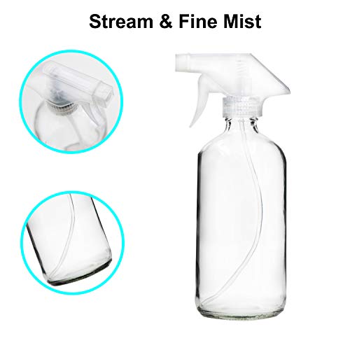 Youngever 4 Pack Empty Glass Spray Bottle, 16 Ounce Clear Glass Spray Bottle for Essential Oils with Extra Durable Trigger Sprayers - Image 3