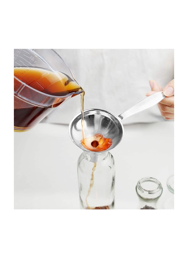 RATSAW - Small Funnels for Filling Bottles 3 Pcs Stainless Steel Kitchen Funnel Set with Long Handle Food Grade Mini Metal Funnel for Transferring Oil Liquid Easy Cleaning with a Brush - Image 1