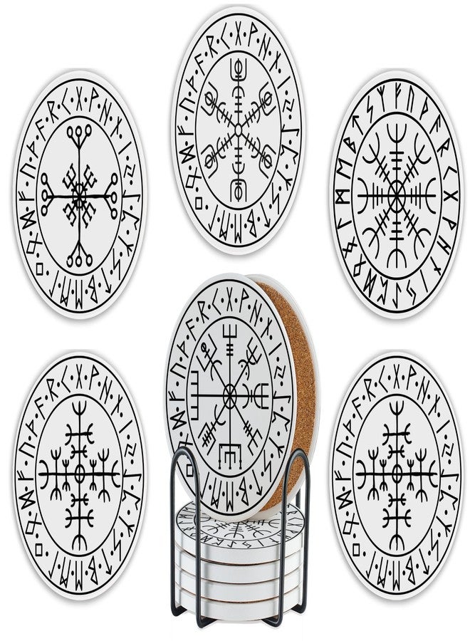 Onebttl Viking Gifts: Rune Coaster Set of 6 - Viking Rune Theme - Image 1