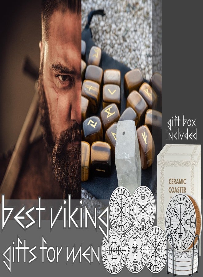 Onebttl Viking Gifts: Rune Coaster Set of 6 - Viking Rune Theme - Image 3