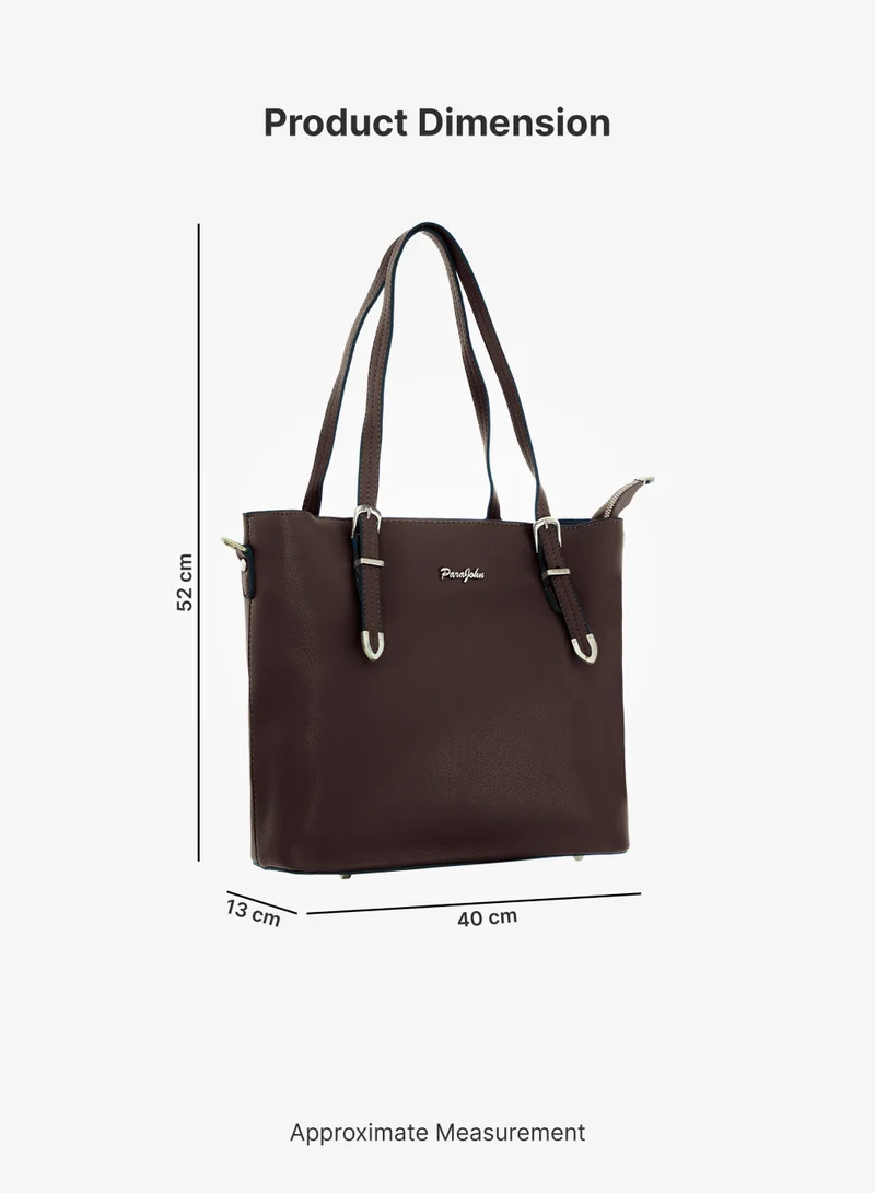 PARAJOHN Para John Ladies Handbag PU Leather Tote Shoulder Bag with Zip Closure and Double Handles