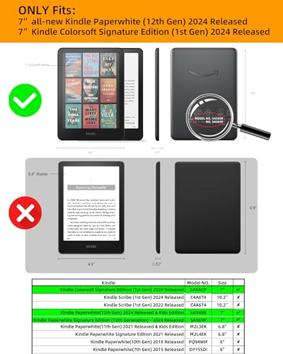 WALNEW Case for 7-inch Kindle Paperwhite 12th Gen 2024 and Colorsoft Signature Edition, Premium PU Leather Protective Cover for Kindle Paperwhite, Auto Wake/Sleep - Image 2