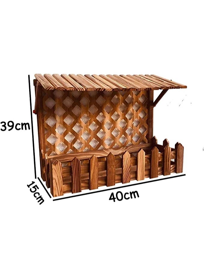 HOME TASTE Hanging Wooden Wall Planter With Decorative Artificial Flowers - Vintage Wood Planter For Hanging Flower Baskets And Vases - Image 2