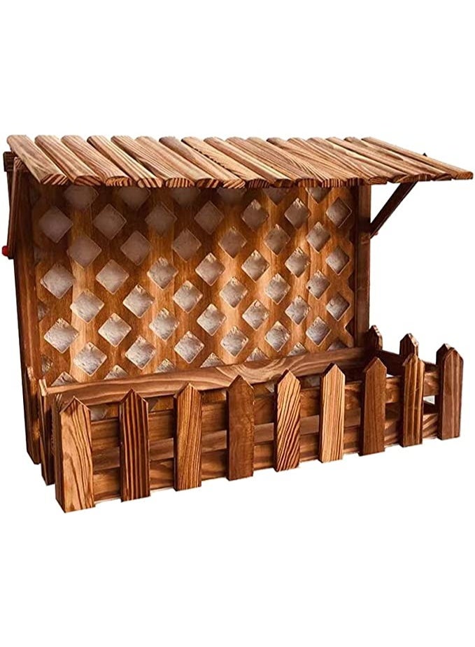 HOME TASTE Hanging Wooden Wall Planter With Decorative Artificial Flowers - Vintage Wood Planter For Hanging Flower Baskets And Vases - Image 4