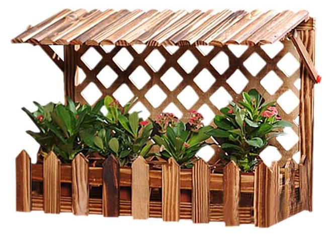 HOME TASTE Hanging Wooden Wall Planter With Decorative Artificial Flowers - Vintage Wood Planter For Hanging Flower Baskets And Vases - Image 1