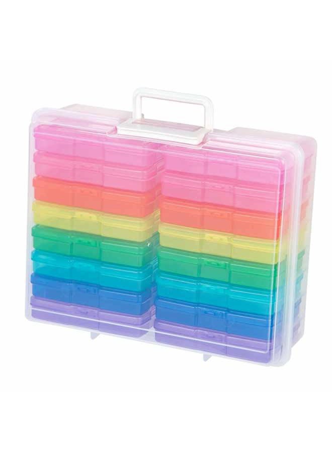 Recollections Photo Box and Craft Keeper, Multicolor – Clear Photo Storage Box Includes 16 Mini Colorful Cases - Image 1