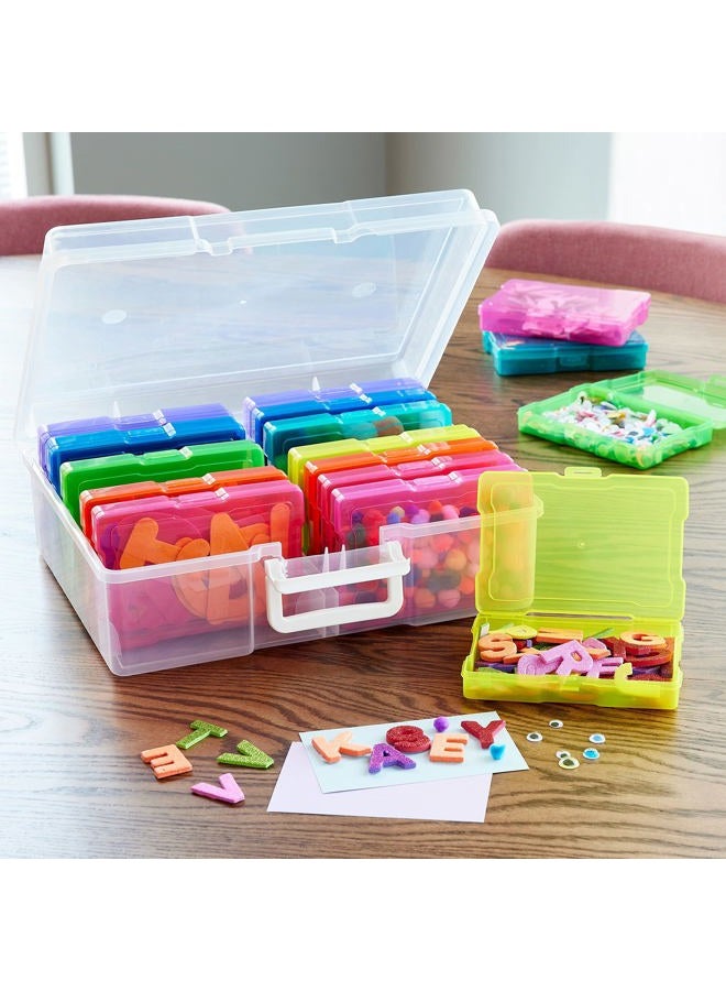 Recollections Photo Box and Craft Keeper, Multicolor – Clear Photo Storage Box Includes 16 Mini Colorful Cases - Image 2