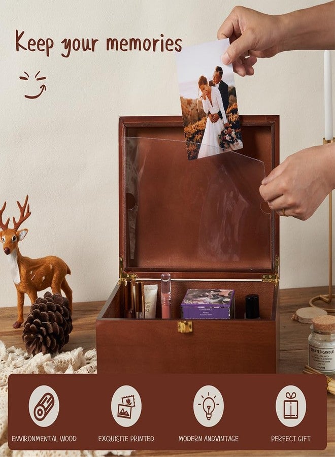 EVA murmure Larger Wooden Memory Keepsake Box with Hinged Lid & 8x10 Photo Frame Inside Lid – Decorative Storage Box With a Hinge Lids for Pictures, Letters & Time Capsule – Wooden Gift Box, 5.3” x 8.6” x 11.7” - Image 2
