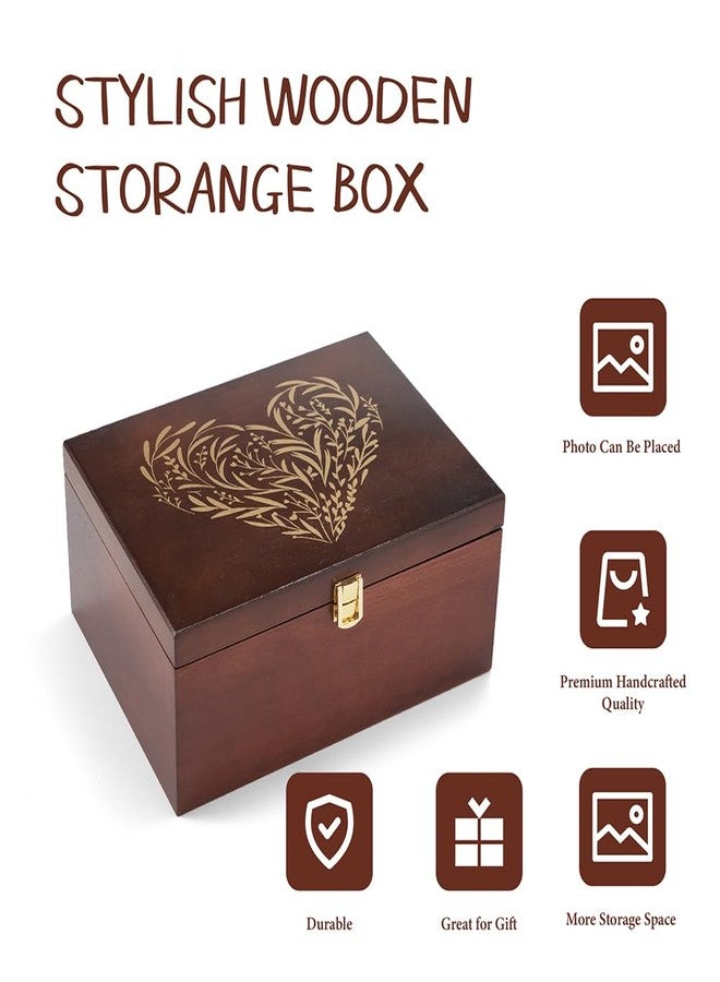 EVA murmure Larger Wooden Memory Keepsake Box with Hinged Lid & 8x10 Photo Frame Inside Lid – Decorative Storage Box With a Hinge Lids for Pictures, Letters & Time Capsule – Wooden Gift Box, 5.3” x 8.6” x 11.7” - Image 3